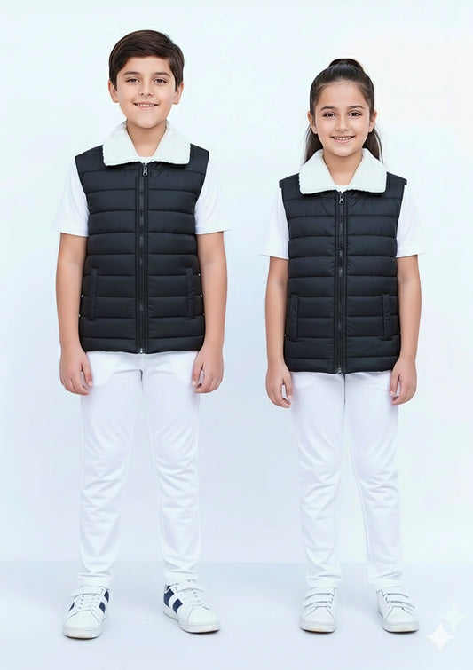 Wearium Elegant Sherpa Puffer Jacket - Black Kids