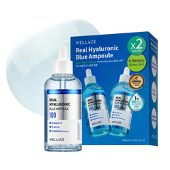 WELLAGE Real Hyaluronic Blue Ampoule, 2.53 fl oz, Pack of 2