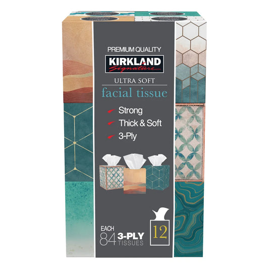 Kirkland Signature Facial Tissue, 3-Ply, 84-count, 12-pack