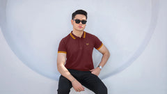 Wearium Maroon Gold - Tipping Cotton Polo (Size: 2XL)