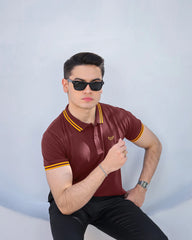Wearium Maroon Gold - Tipping Cotton Polo (Size: 2XL)