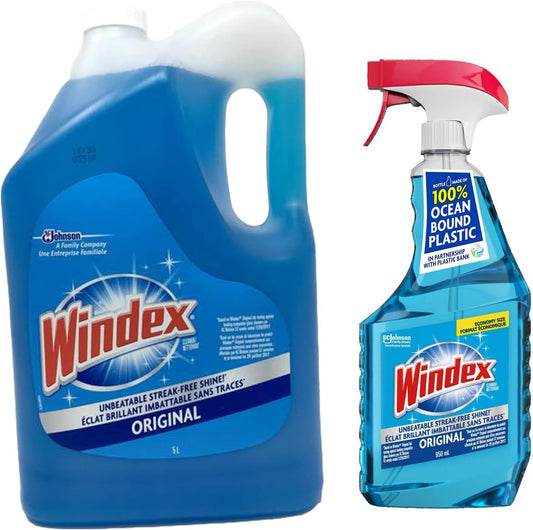 Windex Original Glass Cleaner Set: 5L refill + 950 ml Trigger Spray