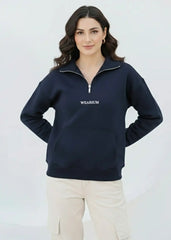 Wearium Quarter Zip Sweatshirt Women - Premium Cotton Fleece (Size: 2XL)