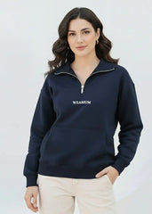 Wearium Quarter Zip Sweatshirt Women - Premium Cotton Fleece (Size: 2XL)