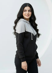 Wearium Grey Edge Oversized ZipUp Women - Premium Cotton Fleece (Size: 2XL)