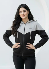 Wearium Grey Edge Oversized ZipUp Women - Premium Cotton Fleece (Size: 2XL)