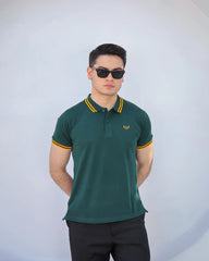 Wearium Gold Green - Tipping Cotton Polo (Size: 2XL)