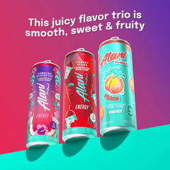 Alani Nu Sugar Free Energy Drink, Variety Pack, Cherry Slush, Juicy Peach, Hawaiian Shaved Ice, 12 fl oz, 12 Pack, Cans, 200mg Caffeine