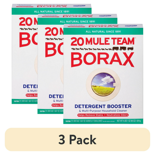 (3 pack) 20 Mule Team All Natural Borax Detergent Booster & Multi-Purpose Household Cleaner, 65 Ounce