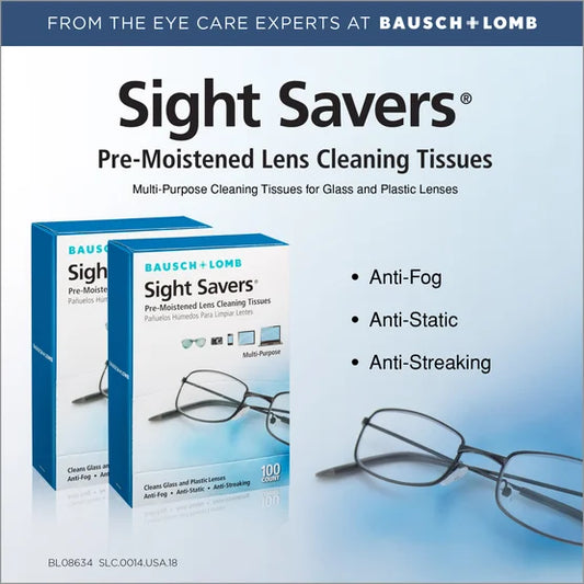 Sight Savers Lens Cleaning Tissues, 100 Tissues (Pack of 2)