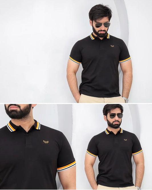 Wearium Excellence Black Polo - Premium Cotton (Size: 2XL)