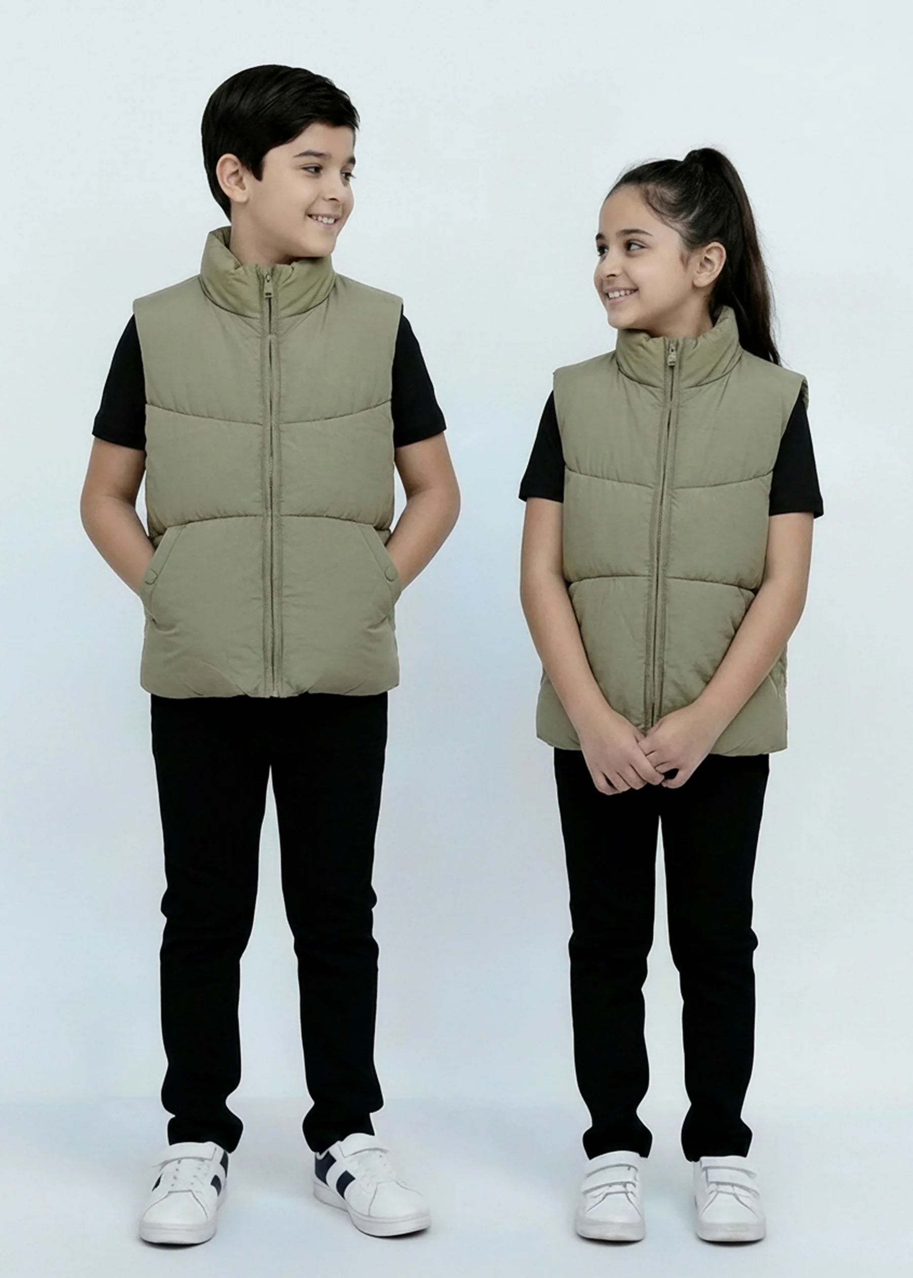 Wearium Sage Green Puffer Jacket - Kids