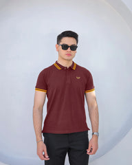 Wearium Maroon Gold - Tipping Cotton Polo (Size: 2XL)