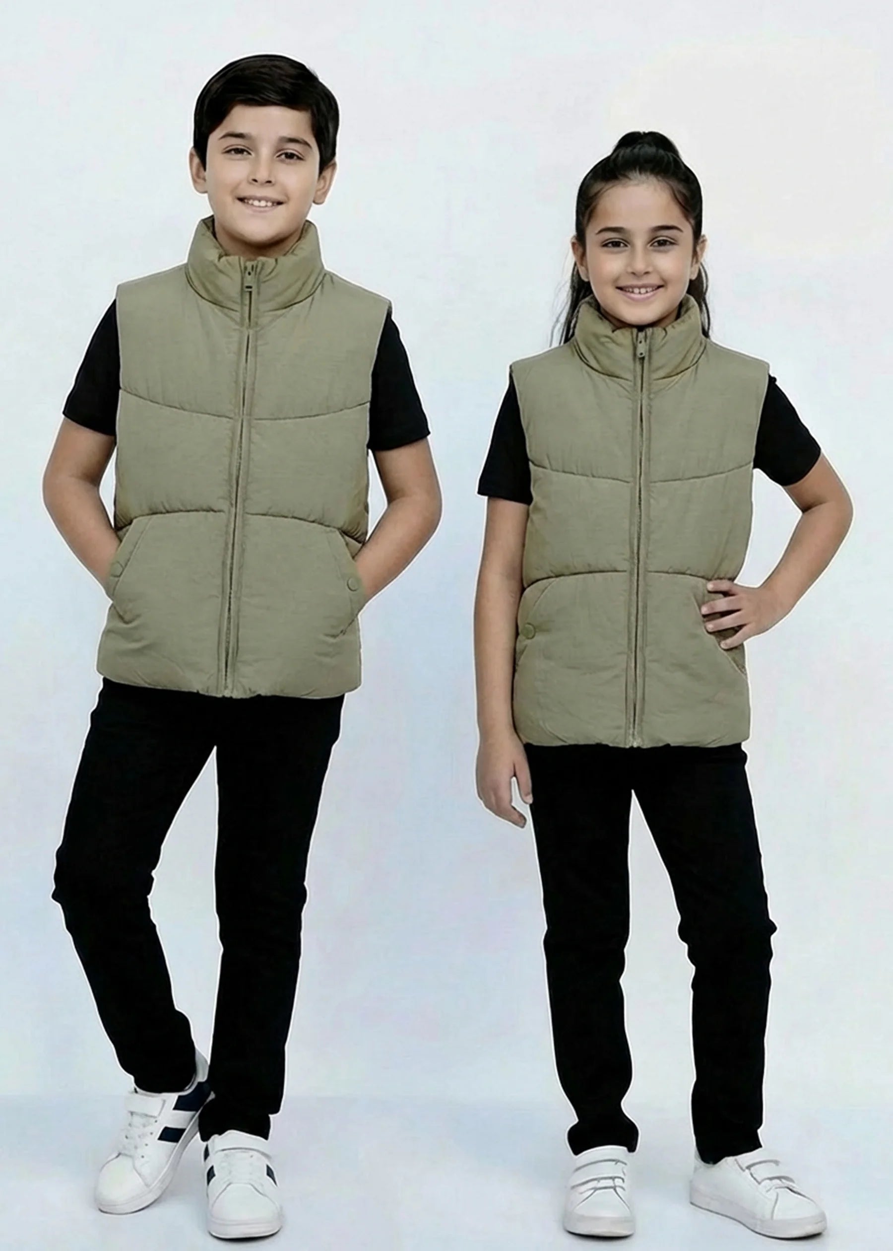 Wearium Sage Green Puffer Jacket - Kids