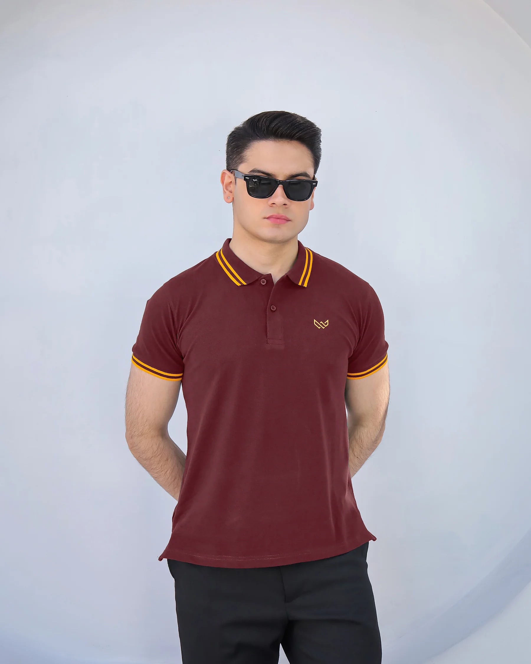 Wearium Maroon Gold - Tipping Cotton Polo (Size: 2XL)
