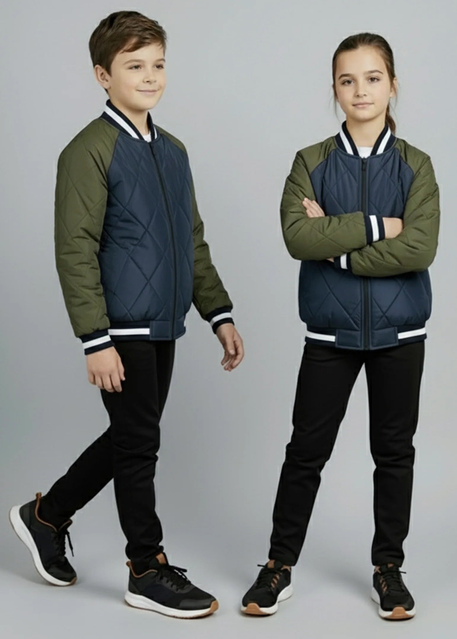 Wearium Olive Aura Bomber Jacket - Kids