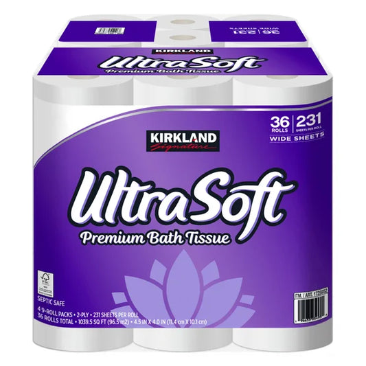 Kirkland Signature Ultra Soft Bath Tissue, 2-Ply, 231 Sheets, 36 Rolls