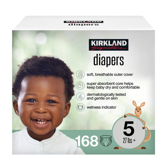Kirkland Signature Diaper Size 5, (27+ lb/12+ kg), 168 Diapers