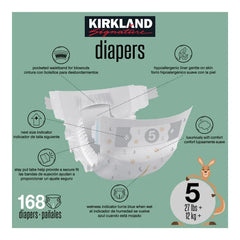 Kirkland Signature Diaper Size 5, (27+ lb/12+ kg), 168 Diapers