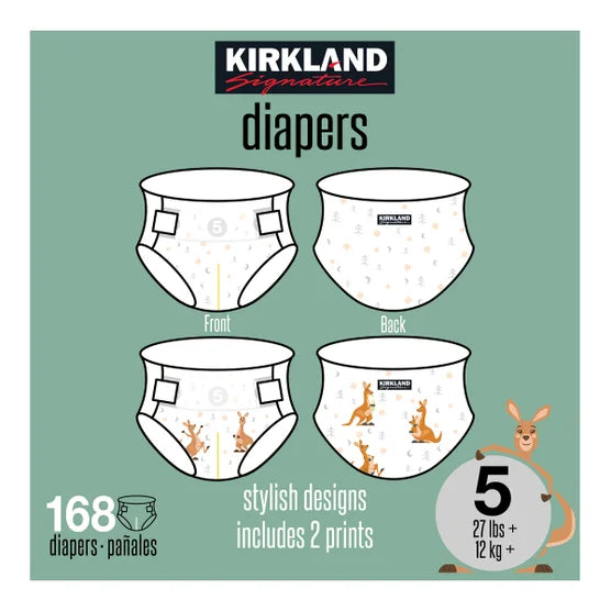 Kirkland Signature Diaper Size 5, (27+ lb/12+ kg), 168 Diapers