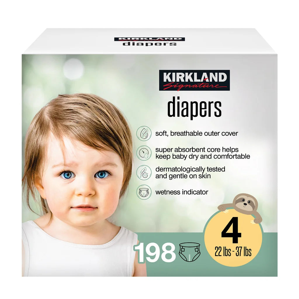 Kirkland Signature Diaper Size 4, (22-37 lbs), 198 Diapers