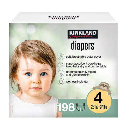 Kirkland Signature Diaper Size 4, (22-37 lbs), 198 Diapers