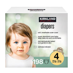 Kirkland Signature Diaper Size 4, (22-37 lbs), 198 Diapers