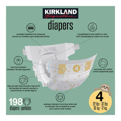 Kirkland Signature Diaper Size 4, (22-37 lbs), 198 Diapers