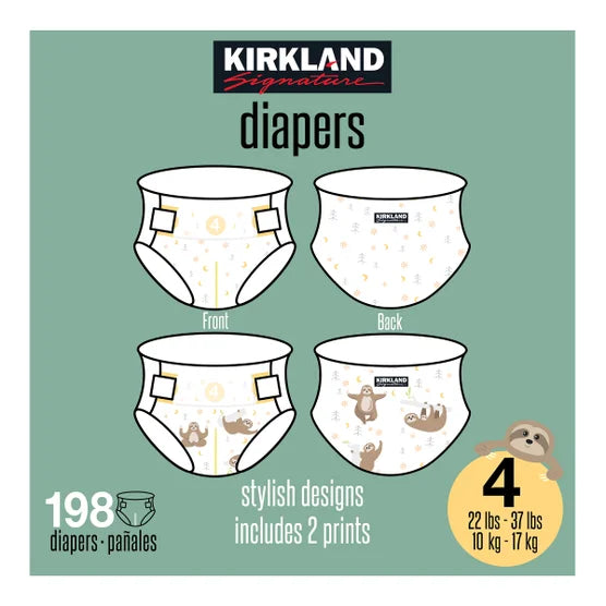Kirkland Signature Diaper Size 4, (22-37 lbs), 198 Diapers