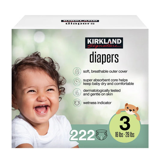 Kirkland Signature Diaper Sizes 3 - (16-28 lbs), 222 Diapers