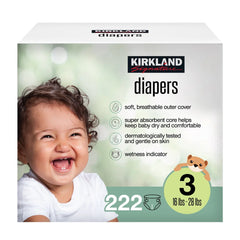 Kirkland Signature Diaper Sizes 3 - (16-28 lbs), 222 Diapers