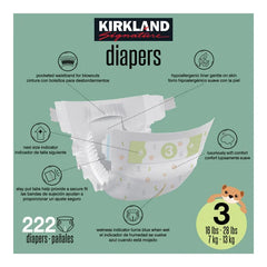 Kirkland Signature Diaper Sizes 3 - (16-28 lbs), 222 Diapers