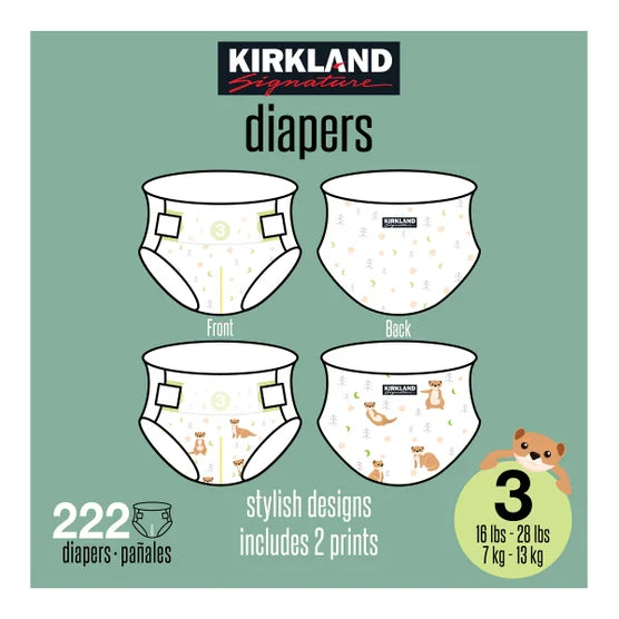 Kirkland Signature Diaper Sizes 3 - (16-28 lbs), 222 Diapers
