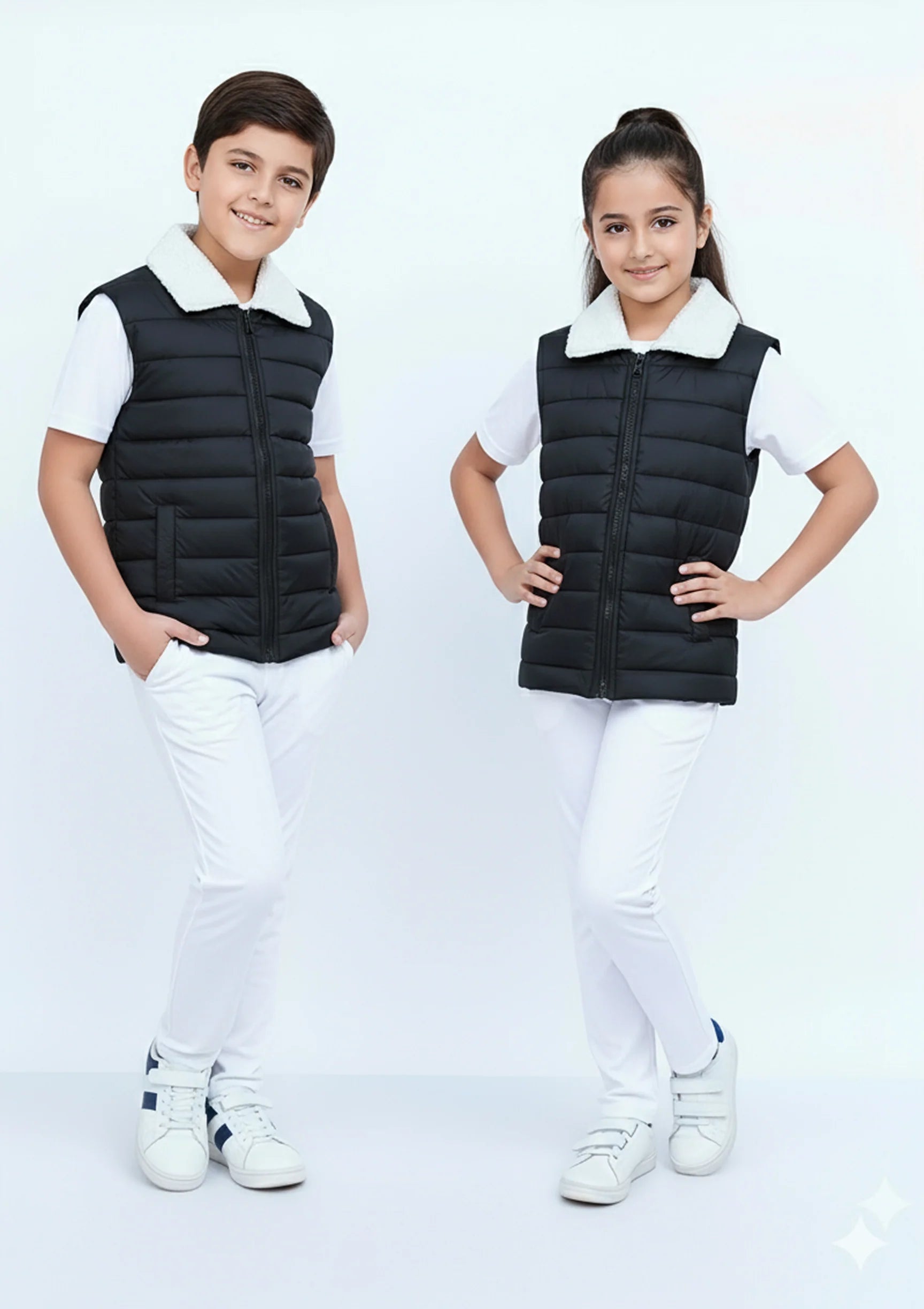 Wearium Elegant Sherpa Puffer Jacket - Black Kids