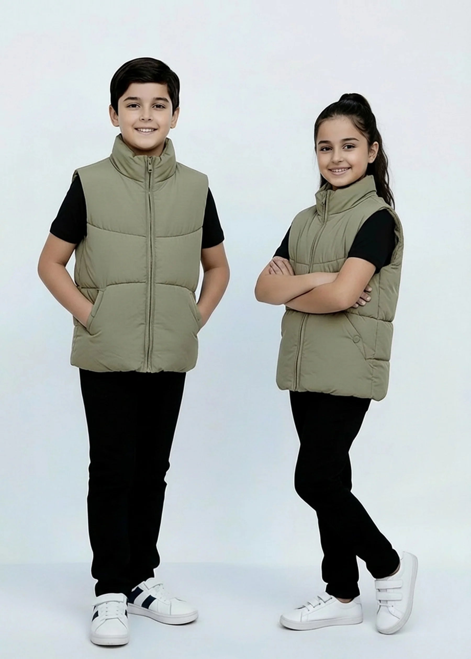 Wearium Sage Green Puffer Jacket - Kids