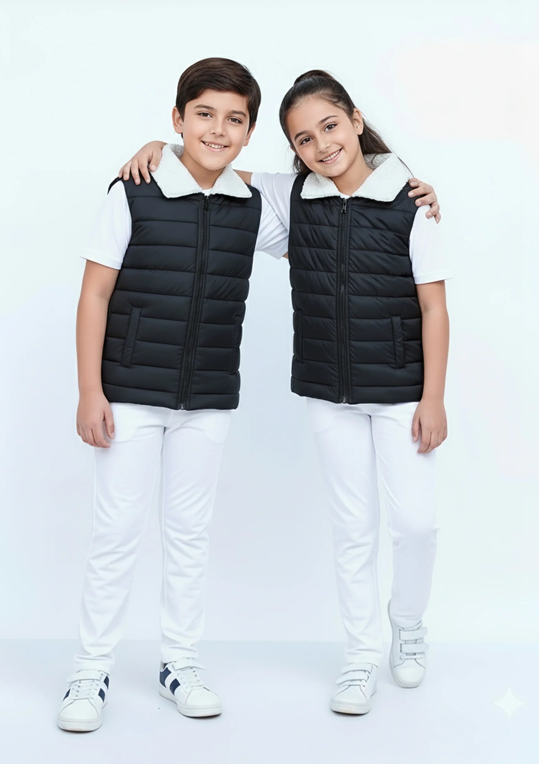 Wearium Elegant Sherpa Puffer Jacket - Black Kids