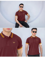 Wearium Maroon Gold - Tipping Cotton Polo (Size: 2XL)