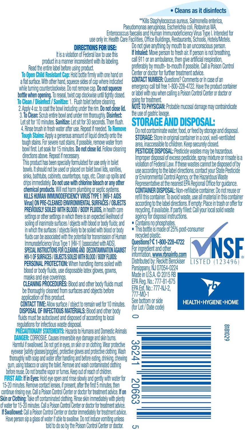 Lysol Advanced Toilet Bowl Cleaner, 32 fl oz, 4-count