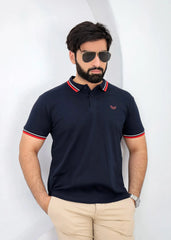 Wearium Tipped Navy Polo - Superior Cotton (Size: 2XL)
