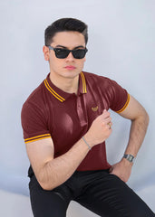 Wearium Maroon Gold - Tipping Cotton Polo (Size: 2XL)