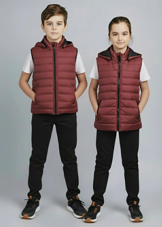 Wearium Removable Hood Puffer Jacket - Maroon Kids