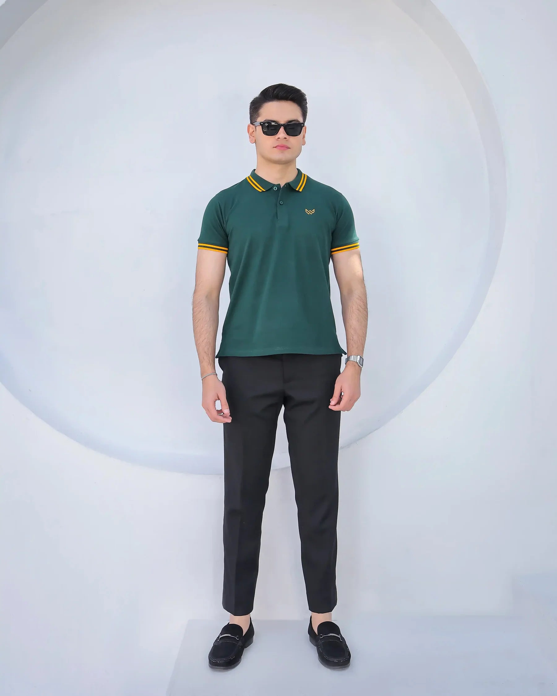 Wearium Gold Green - Tipping Cotton Polo (Size: 2XL)