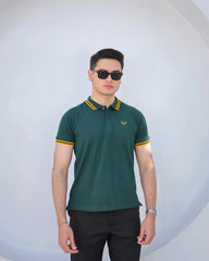 Wearium Gold Green - Tipping Cotton Polo (Size: 2XL)