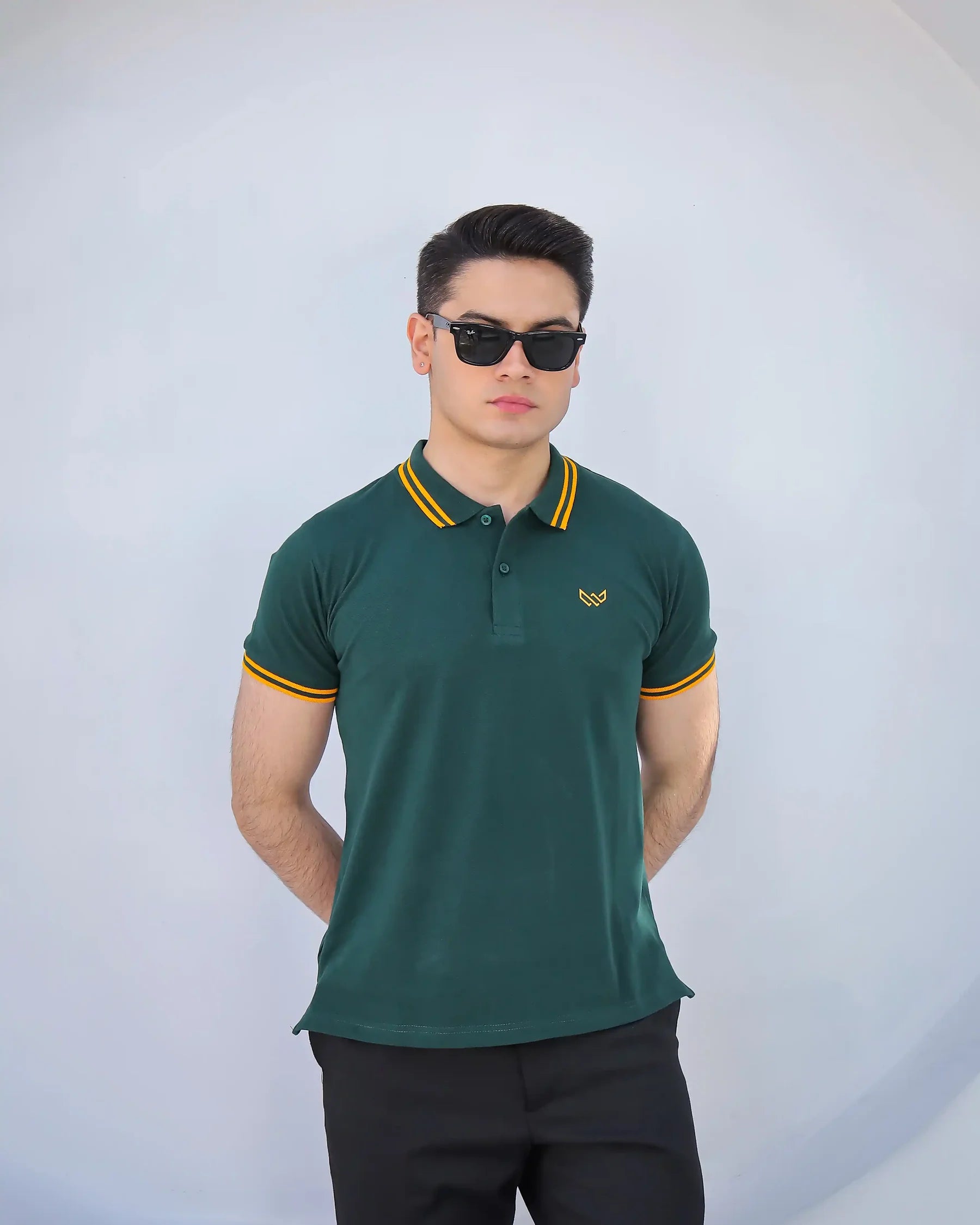 Wearium Gold Green - Tipping Cotton Polo (Size: 2XL)
