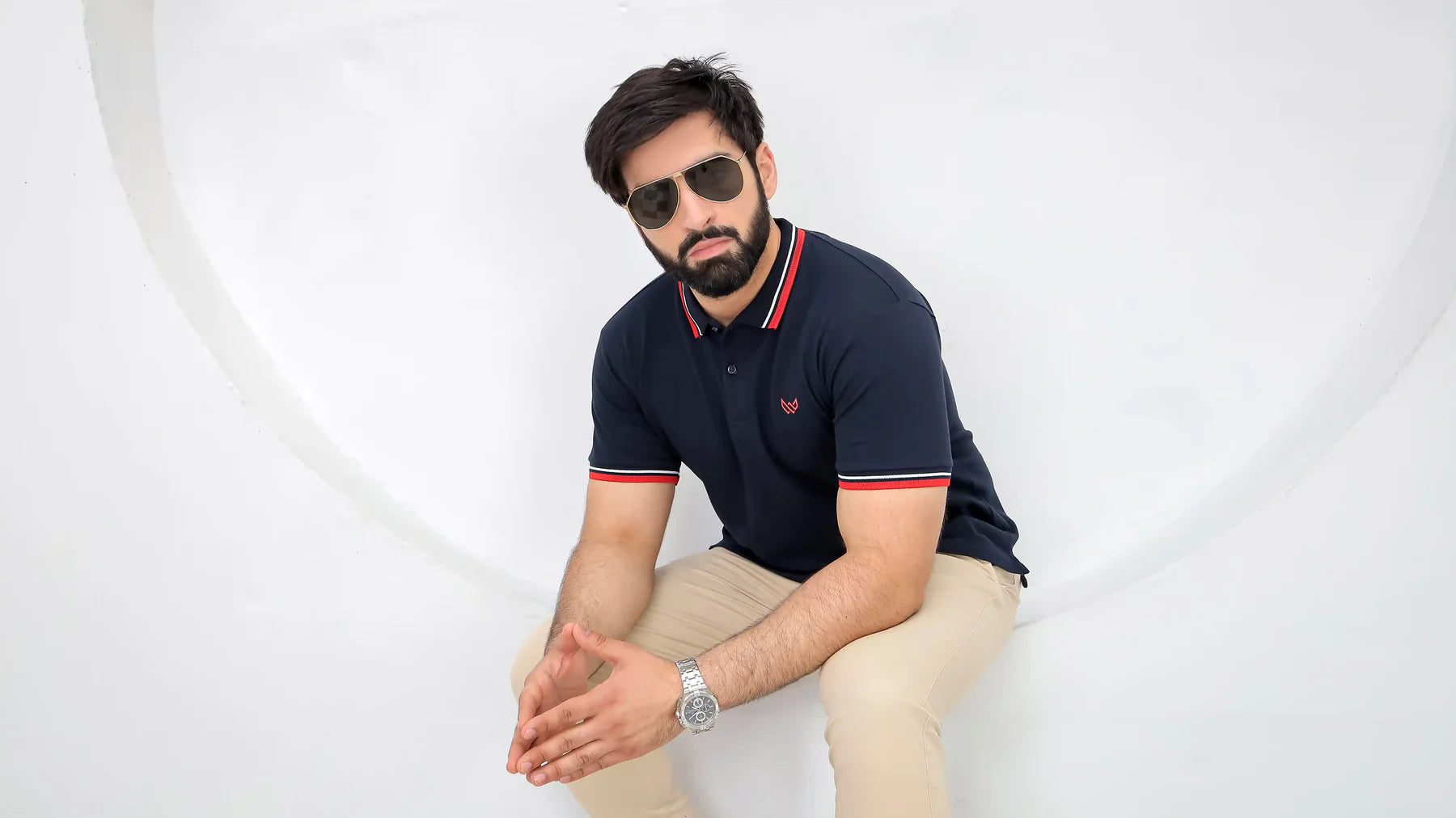 Wearium Tipped Navy Polo - Superior Cotton (Size: 2XL)