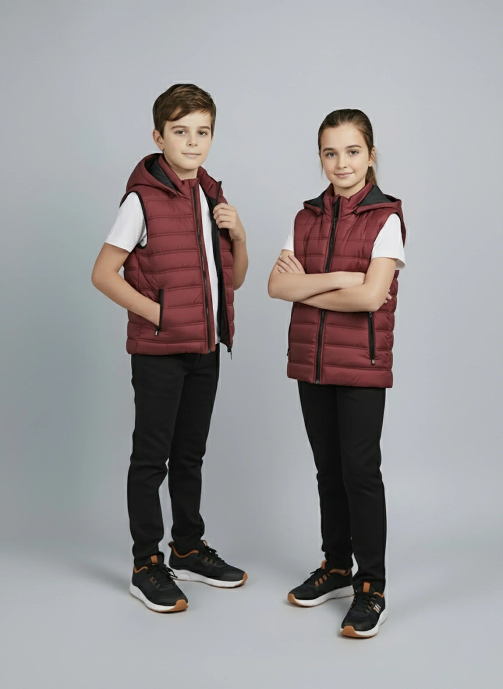 Wearium Removable Hood Puffer Jacket - Maroon Kids