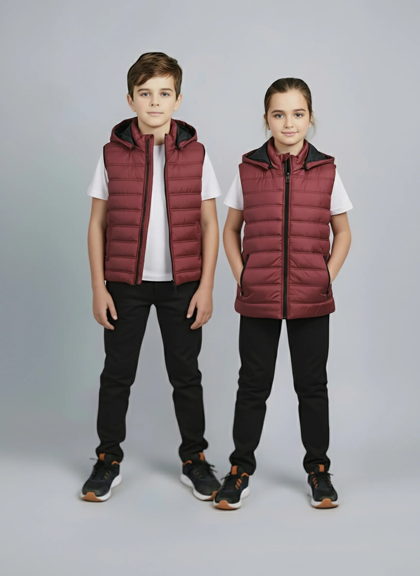 Wearium Removable Hood Puffer Jacket - Maroon Kids