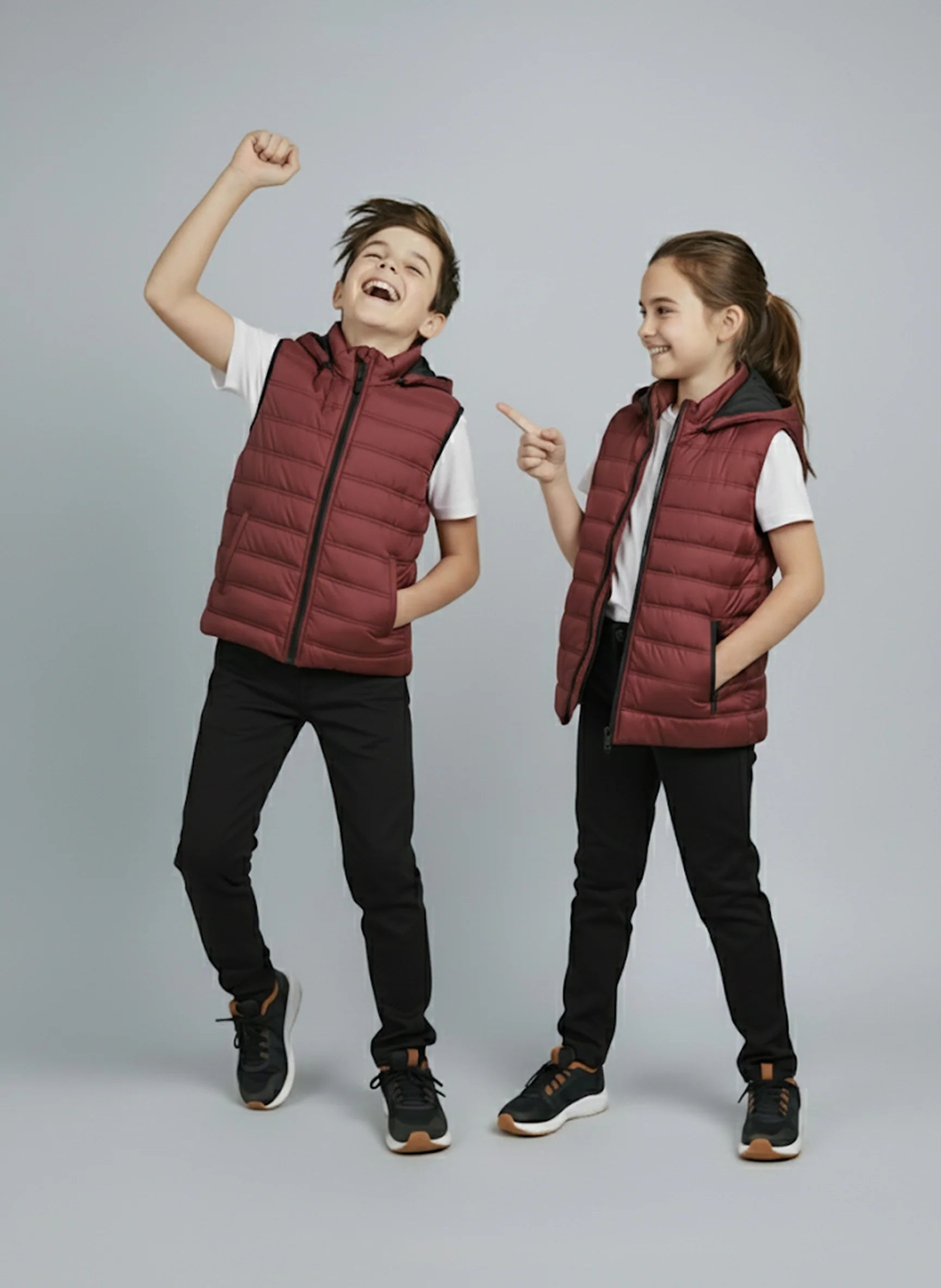 Wearium Removable Hood Puffer Jacket - Maroon Kids