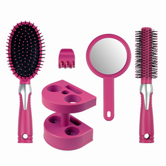 5-Piece Hair Brush Set, Adults and Teens, Pink