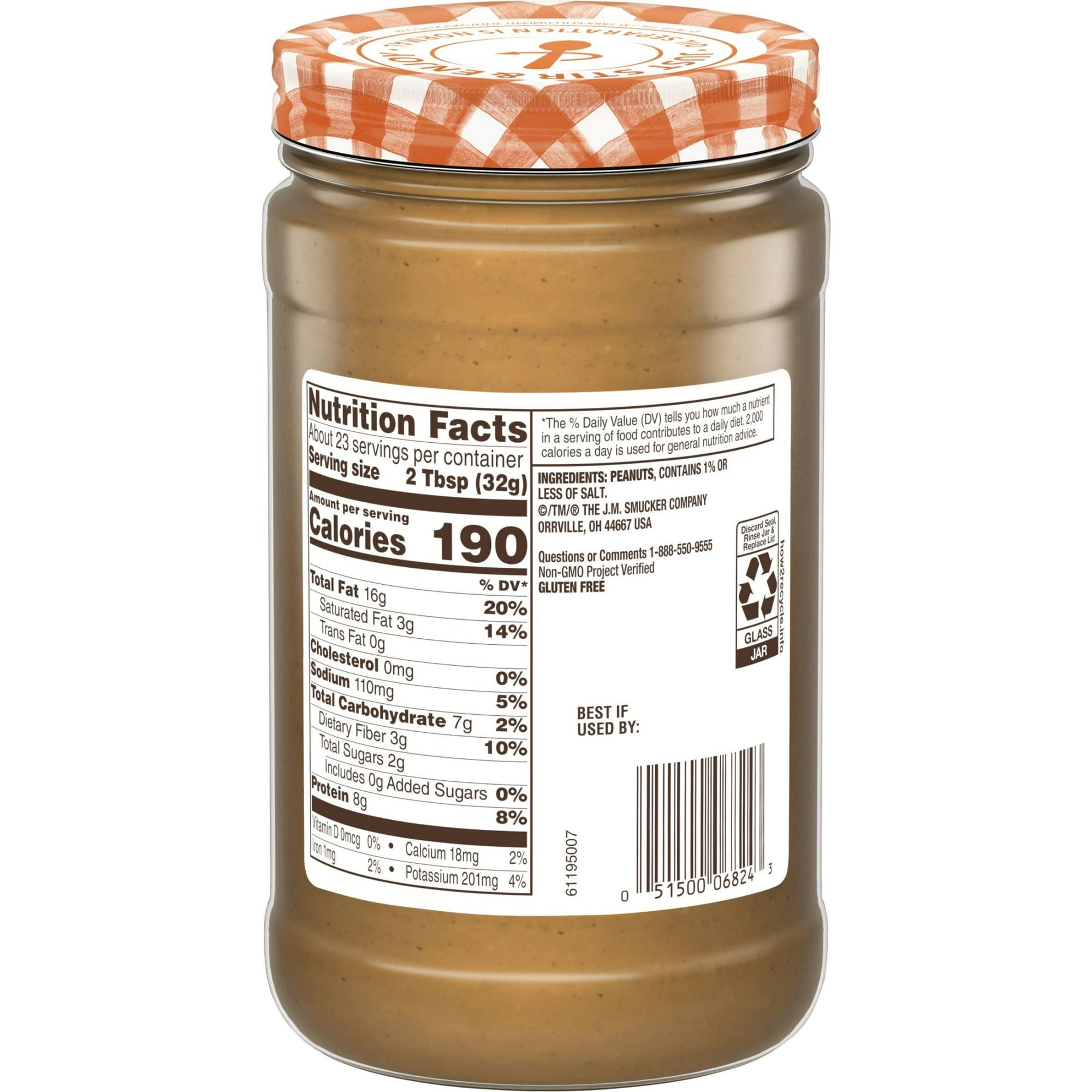 (6 pack) Smucker’s Natural Creamy Peanut Butter, 26 oz Jar